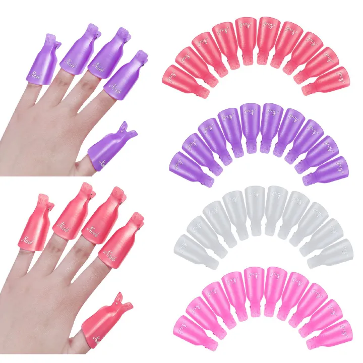10Pcs/Box UV Gel Polish Remover Clips Colorful Acrylic Nail Art Soak Off Cap Clips DIY Nails Cleaning Manicure Finger Wrap Tools E0179