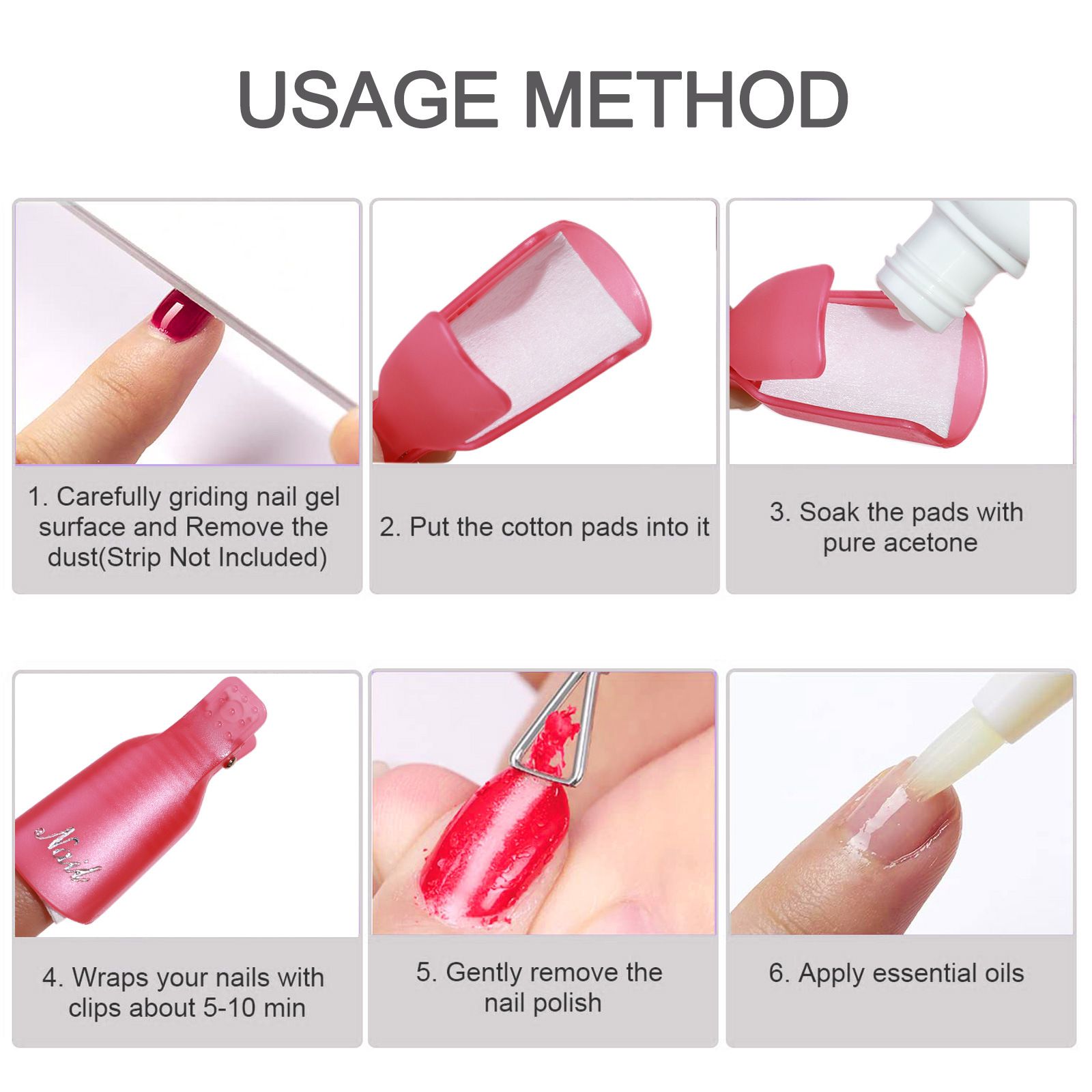 10Pcs/Box UV Gel Polish Remover Clips Colorful Acrylic Nail Art Soak Off Cap Clips DIY Nails Cleaning Manicure Finger Wrap Tools E0179