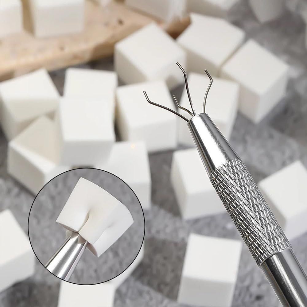 20/50Pcs Soft Nail Sponges for Ombre White Square Triangle Soft Sponge Nail Brush Gradient Makeup Sponge Manicure Nail Art Tools With Pen E0182