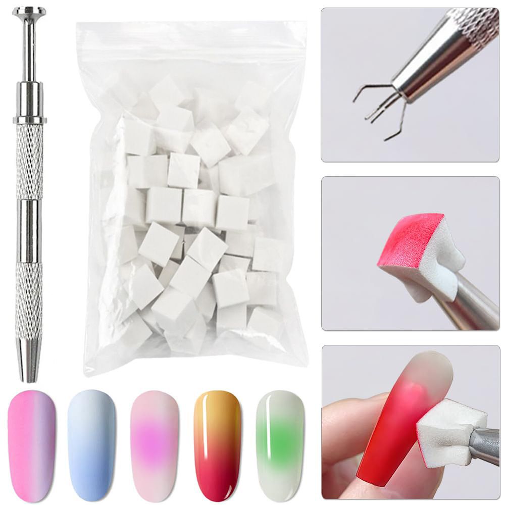 20/50Pcs Soft Nail Sponges for Ombre White Square Triangle Soft Sponge Nail Brush Gradient Makeup Sponge Manicure Nail Art Tools With Pen E0182