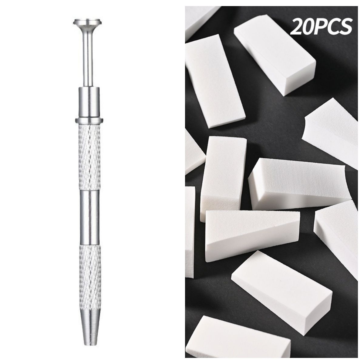 20/50Pcs Soft Nail Sponges for Ombre White Square Triangle Soft Sponge Nail Brush Gradient Makeup Sponge Manicure Nail Art Tools With Pen E0182