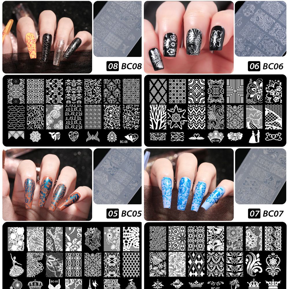 4Pcs Nail Art Stamp Plate Geometric Line DIY Stamping Image Plate 6*12CM Nail Stamping Plate Plastic Nailart Mould Plate Stencil E0184