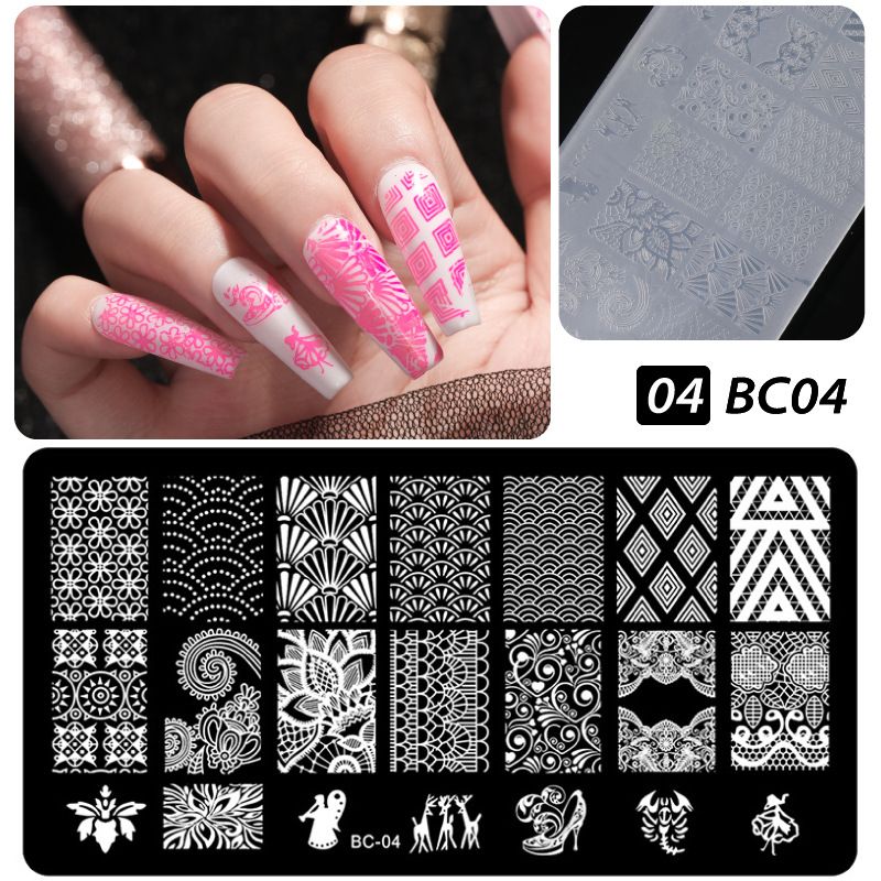 4Pcs Nail Art Stamp Plate Geometric Line DIY Stamping Image Plate 6*12CM Nail Stamping Plate Plastic Nailart Mould Plate Stencil E0184