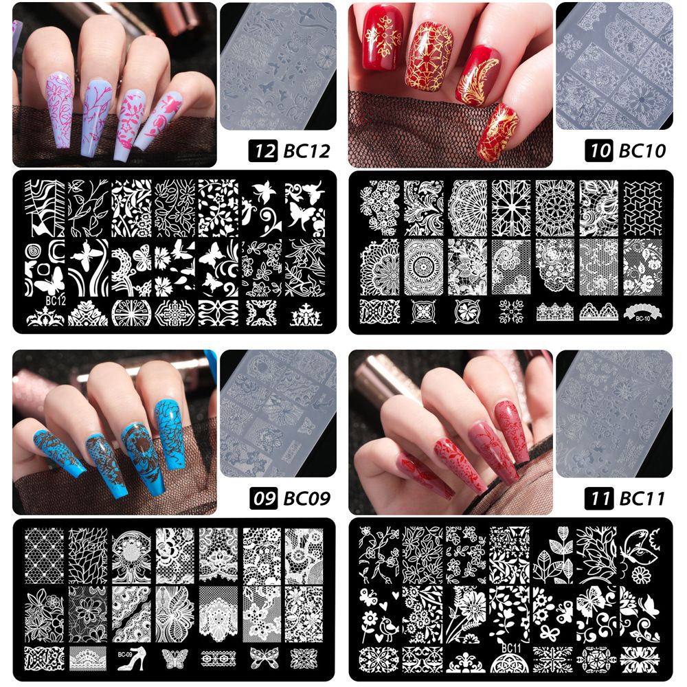 4Pcs Nail Art Stamp Plate Geometric Line DIY Stamping Image Plate 6*12CM Nail Stamping Plate Plastic Nailart Mould Plate Stencil E0184