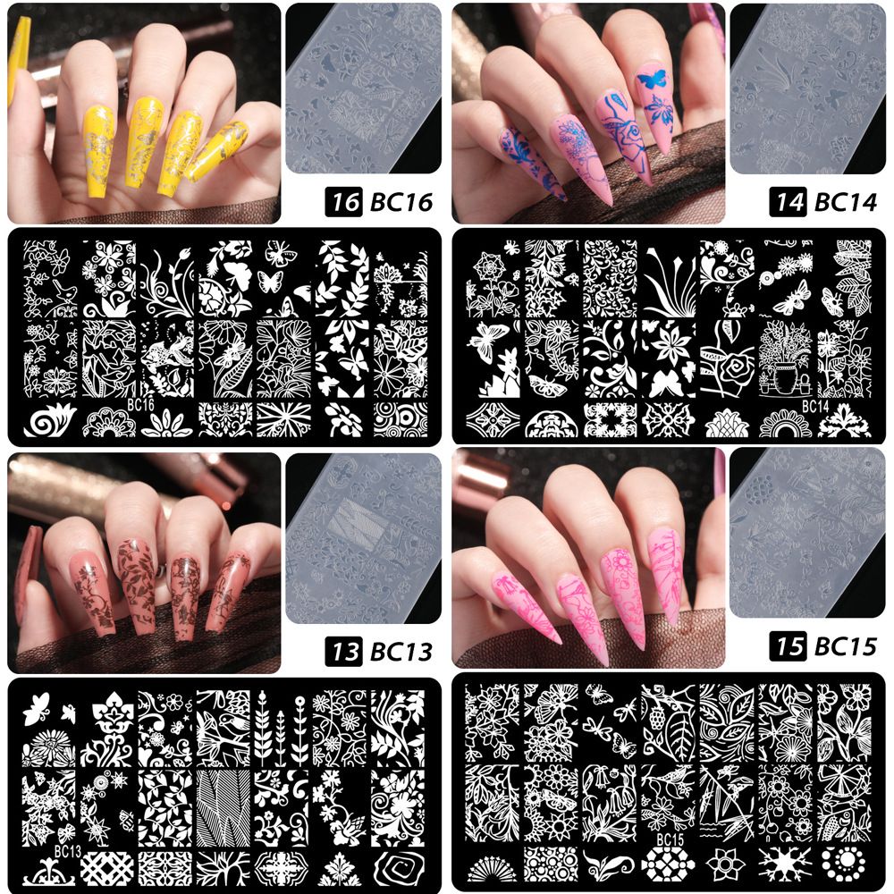 4Pcs Nail Art Stamp Plate Geometric Line DIY Stamping Image Plate 6*12CM Nail Stamping Plate Plastic Nailart Mould Plate Stencil E0184