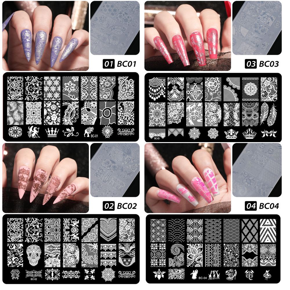 4Pcs Nail Art Stamp Plate Geometric Line DIY Stamping Image Plate 6*12CM Nail Stamping Plate Plastic Nailart Mould Plate Stencil E0184