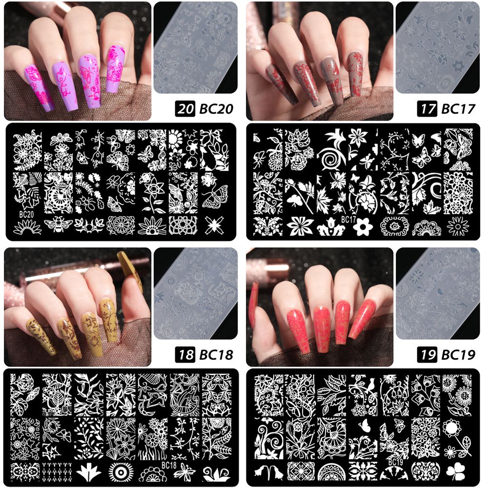 4Pcs Nail Art Stamp Plate Geometric Line DIY Stamping Image Plate 6*12CM Nail Stamping Plate Plastic Nailart Mould Plate Stencil E0184