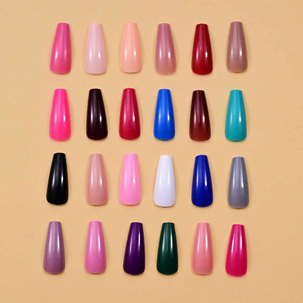 288/576pcs Short Round Square Fake Nails Glossy 24 Solid Colors Press on Nails Full Cover Artificial Fingernail False Nail Tips E0187