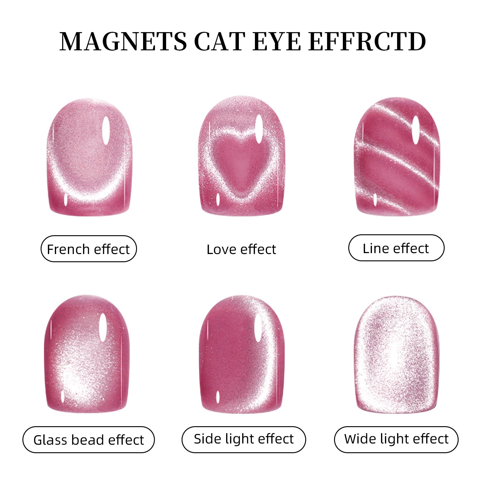 3 in 1 Cat Eye Effect Double 3D Love Heart Nail Magnet Line Moon Snake Pattern French Nail UV Attraction Magnetic Stick Manicure E0149
