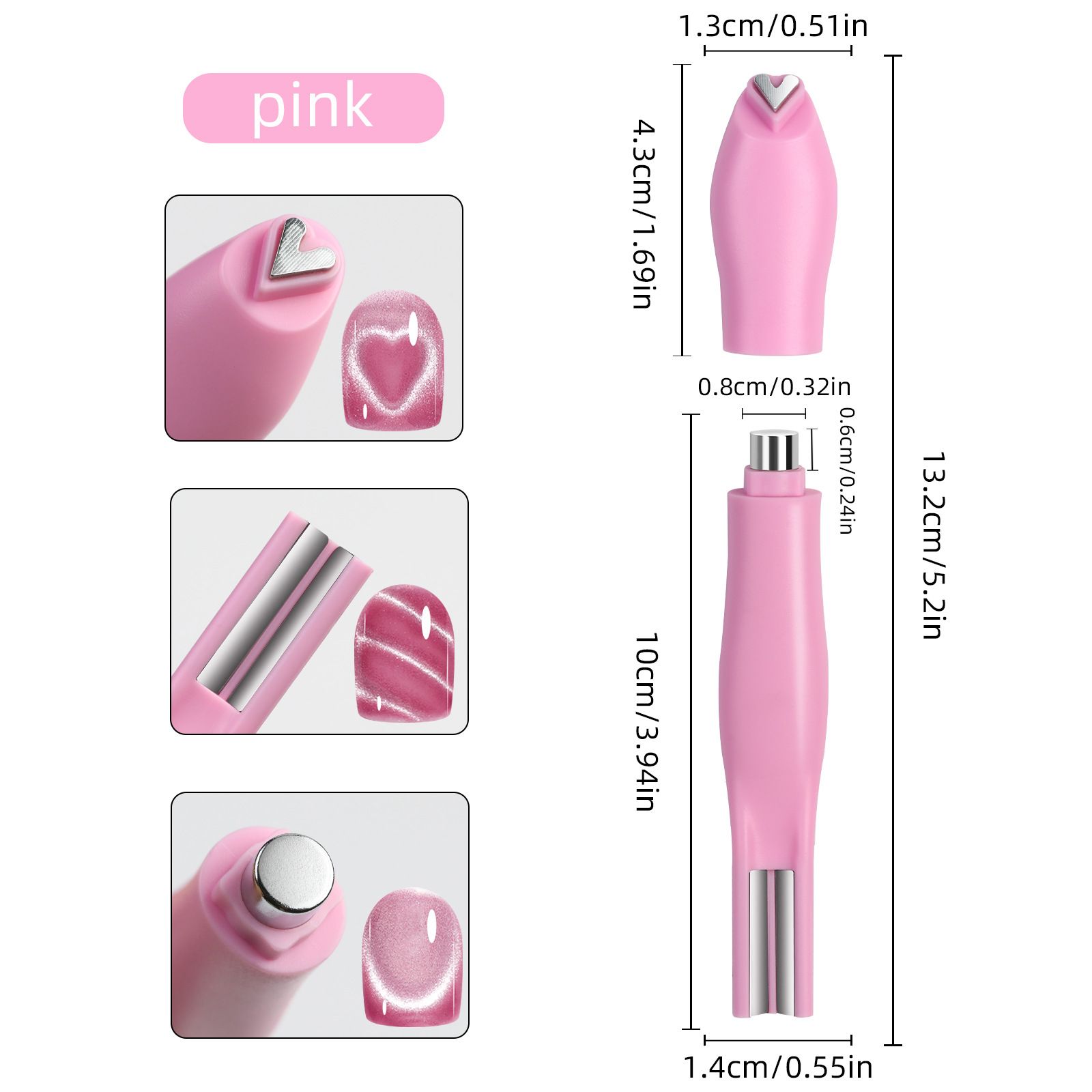 3 in 1 Cat Eye Effect Double 3D Love Heart Nail Magnet Line Moon Snake Pattern French Nail UV Attraction Magnetic Stick Manicure E0149