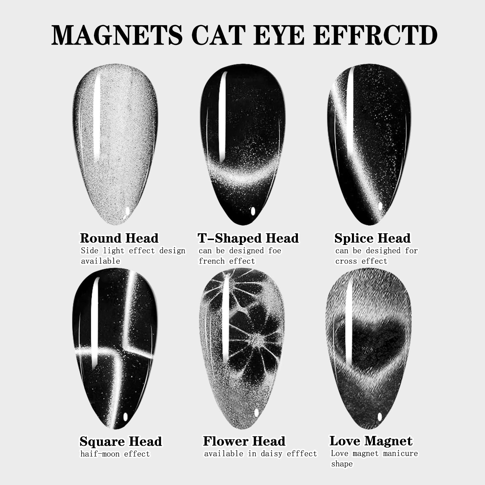 3 in 1 Cat Eye Effect Double 3D Love Heart Nail Magnet Line Moon Snake Pattern French Nail UV Attraction Magnetic Stick Manicure E0149