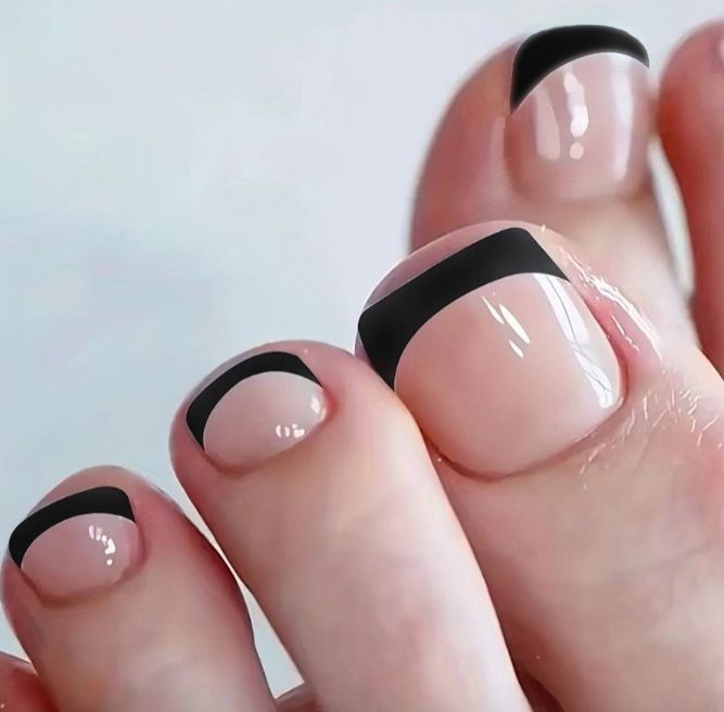 24Pcs False Toes Nails French Square Nude Color Nature Fake Toe Nails Feet Nail Tips Artificial Press On Toenails for Women 2025 E0126