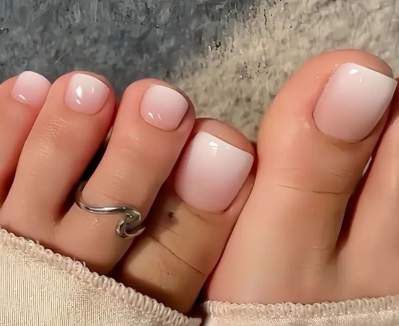 24Pcs False Toes Nails French Square Nude Color Nature Fake Toe Nails Feet Nail Tips Artificial Press On Toenails for Women 2025 E0126