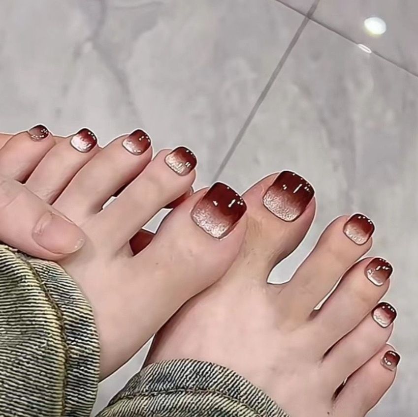 24Pcs False Toes Nails French Square Nude Color Nature Fake Toe Nails Feet Nail Tips Artificial Press On Toenails for Women 2025 E0126