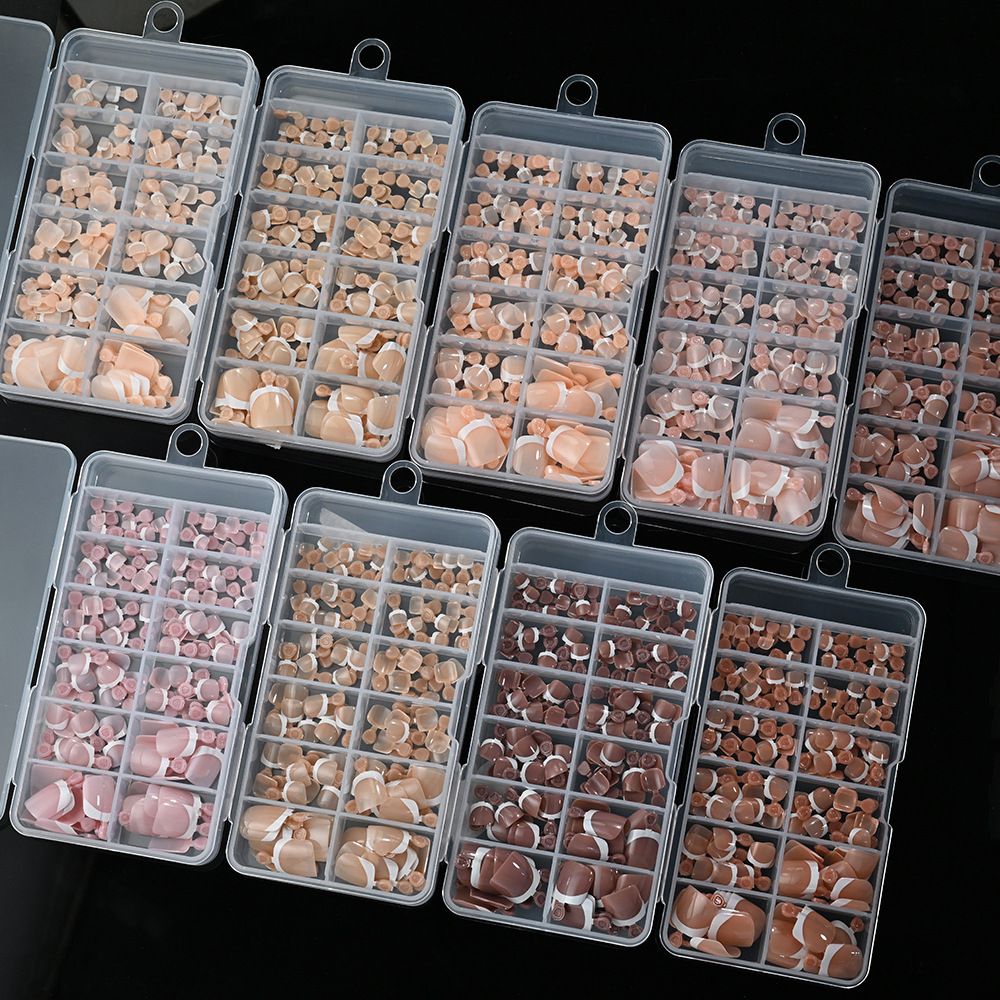 120Pcs French Short Square Artificial Press On Toenails Nude Pink Full Cover False Toe Nails Fake Toe Nail Extension For Women E0189