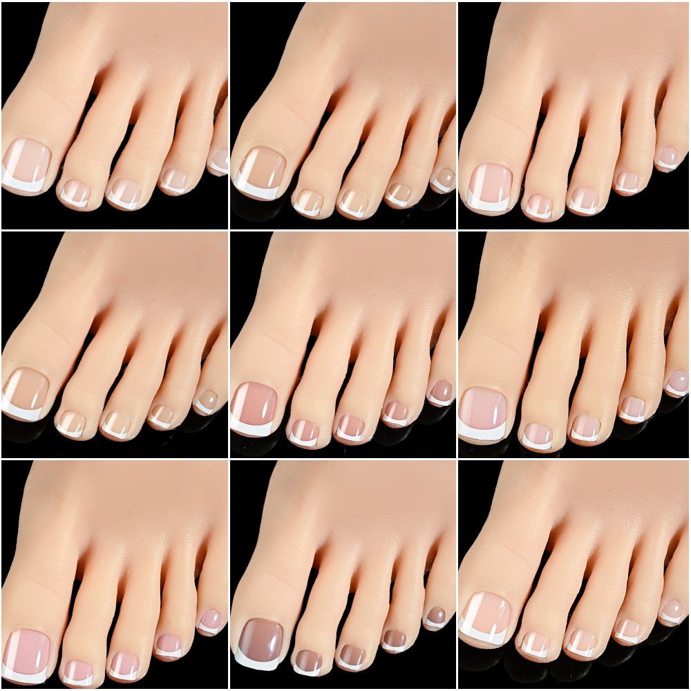 120Pcs French Short Square Artificial Press On Toenails Nude Pink Full Cover False Toe Nails Fake Toe Nail Extension For Women E0189