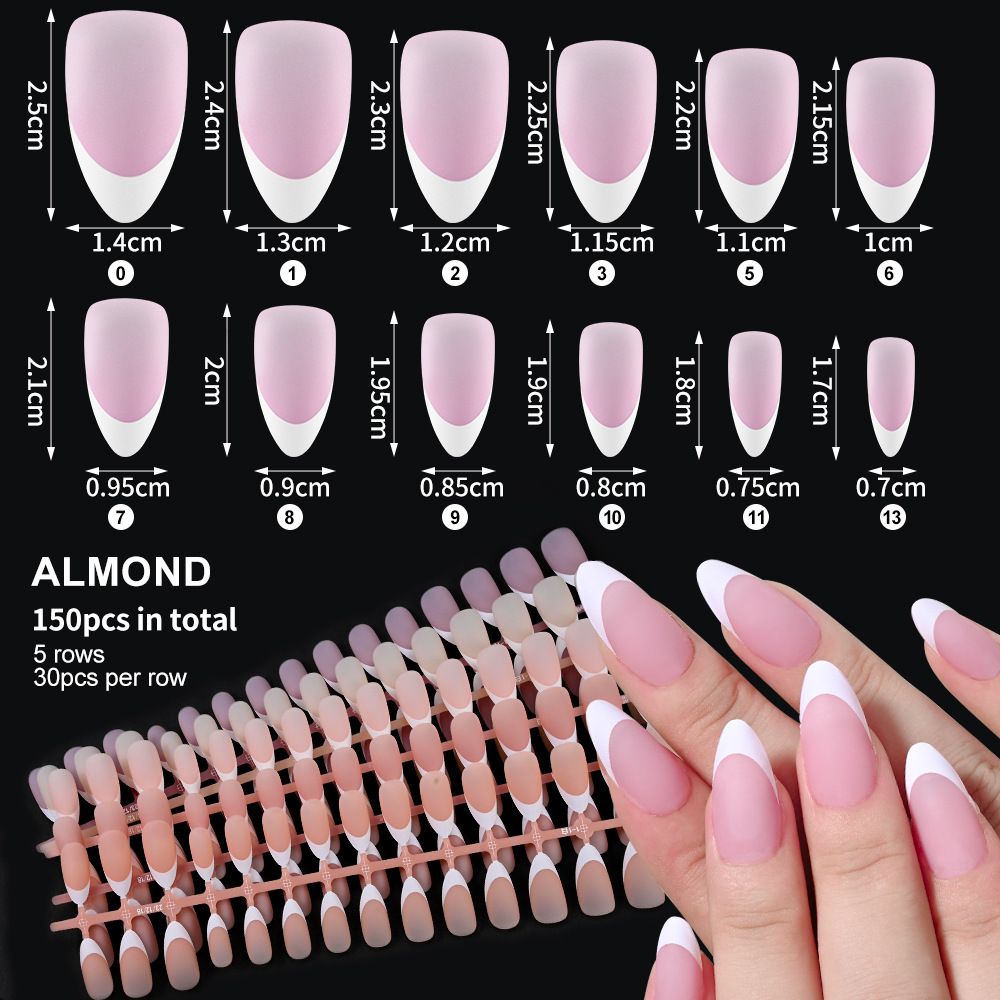 150/120Pcs Light Pink Press on Nails Short Medium Square Wearable Fake Nails Tips 10 sizes Full Cover False Nails Finger Decoration E0190