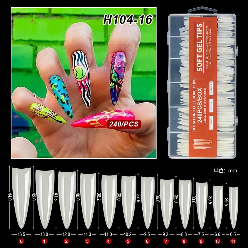 240pc/box False Nails Super Long Ballerina Nails Press On Nail Full Cover Matte Gel Tips Nail Art XXL American Capsule Fake Tips E0192