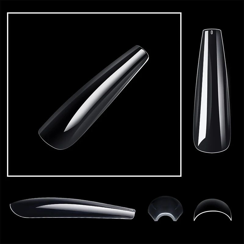 240pc/box False Nails Super Long Ballerina Nails Press On Nail Full Cover Matte Gel Tips Nail Art XXL American Capsule Fake Tips E0192