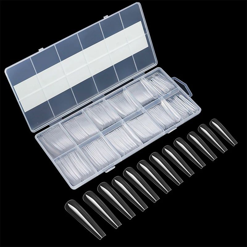 240pc/box False Nails Super Long Ballerina Nails Press On Nail Full Cover Matte Gel Tips Nail Art XXL American Capsule Fake Tips E0192