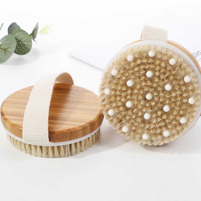 Natural Bristle Brush Soft Wet Dry Skin Body SPA Brush Bath Massager Home Dry Wet Back Shower Brushes Exfoliating Bathing Brush E0609