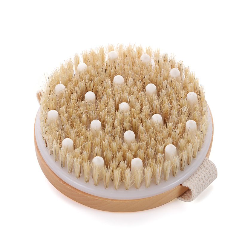 Natural Bristle Brush Soft Wet Dry Skin Body SPA Brush Bath Massager Home Dry Wet Back Shower Brushes Exfoliating Bathing Brush E0609