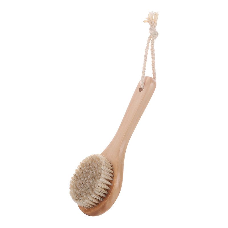Natural Bristle Brush Soft Wet Dry Skin Body SPA Brush Bath Massager Home Dry Wet Back Shower Brushes Exfoliating Bathing Brush E0609