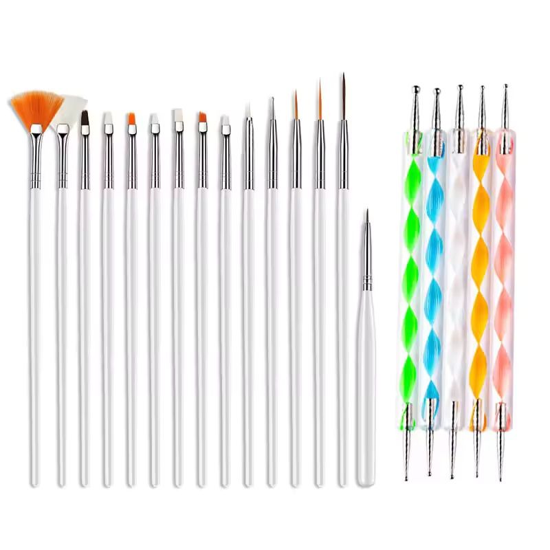 15/20Pcs Nails Art Brushes Set Manicure Liquid Powder Carving UV Nail Gel Polish Painting Pen Nail Acrylic Extension Builder Tool E0195