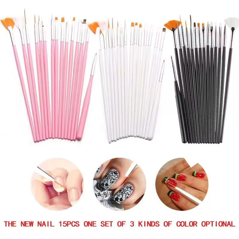 15/20Pcs Nails Art Brushes Set Manicure Liquid Powder Carving UV Nail Gel Polish Painting Pen Nail Acrylic Extension Builder Tool E0195