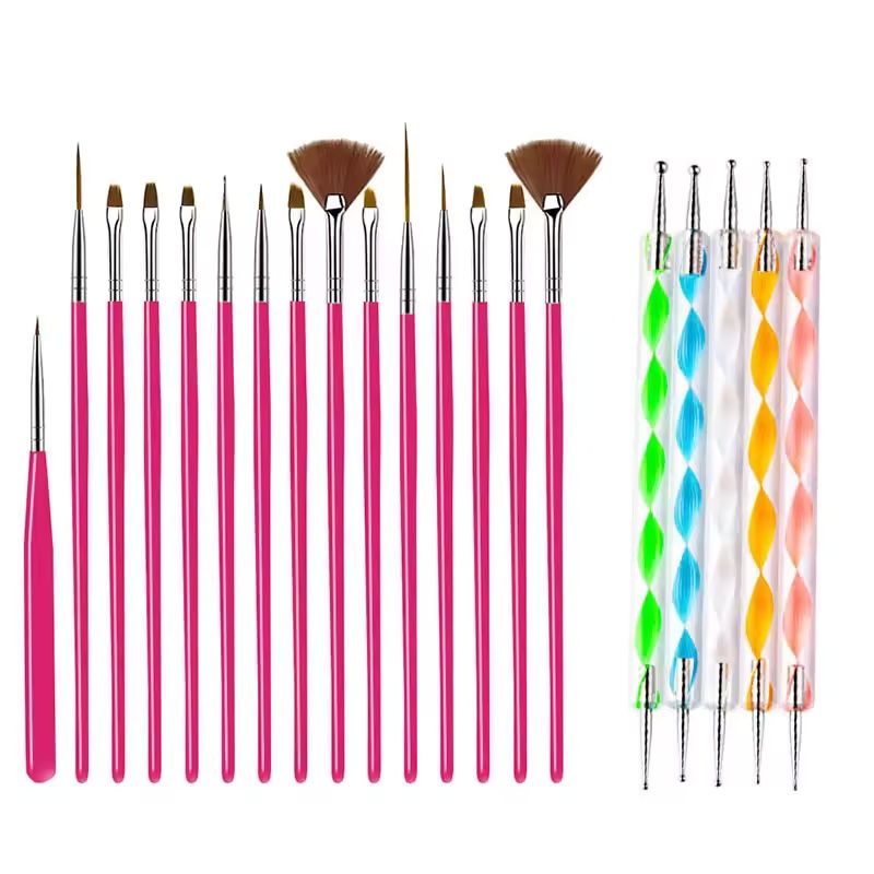 15/20Pcs Nails Art Brushes Set Manicure Liquid Powder Carving UV Nail Gel Polish Painting Pen Nail Acrylic Extension Builder Tool E0195