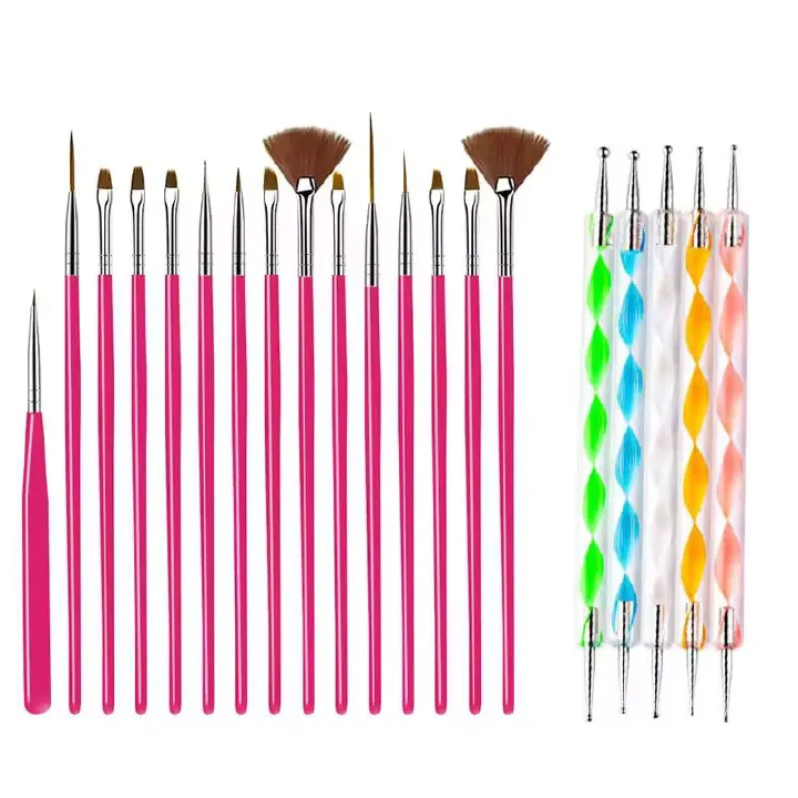 15/20Pcs Nails Art Brushes Set Manicure Liquid Powder Carving UV Nail Gel Polish Painting Pen Nail Acrylic Extension Builder Tool E0195