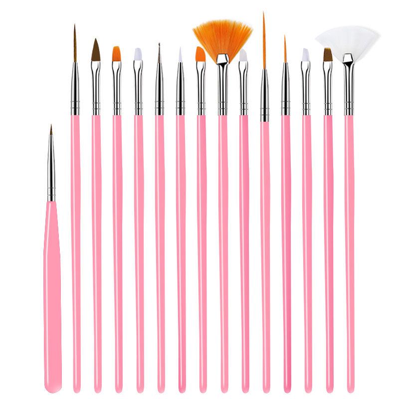 15/20Pcs Nails Art Brushes Set Manicure Liquid Powder Carving UV Nail Gel Polish Painting Pen Nail Acrylic Extension Builder Tool E0195