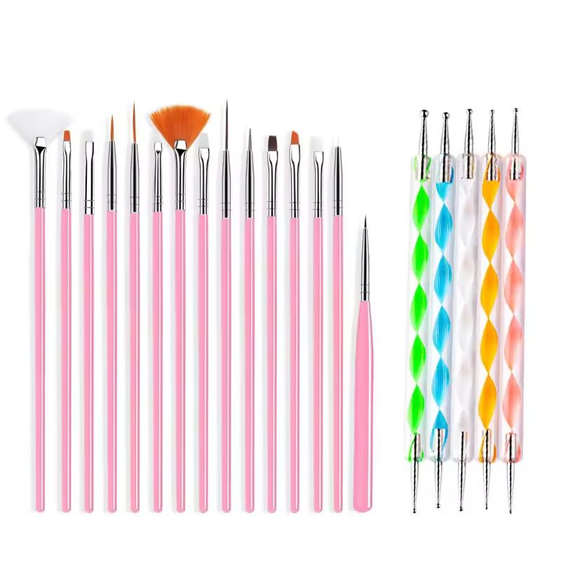 15/20Pcs Nails Art Brushes Set Manicure Liquid Powder Carving UV Nail Gel Polish Painting Pen Nail Acrylic Extension Builder Tool E0195