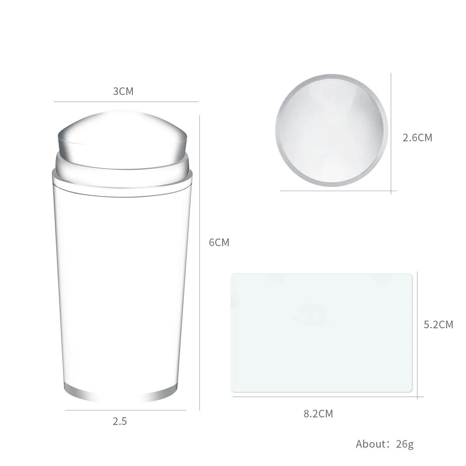 Transparent Nail Stamper With Scraper Jelly Silicone Head Stamp For French Nails Printing Nail Art Stamping Plate Manicure E0178