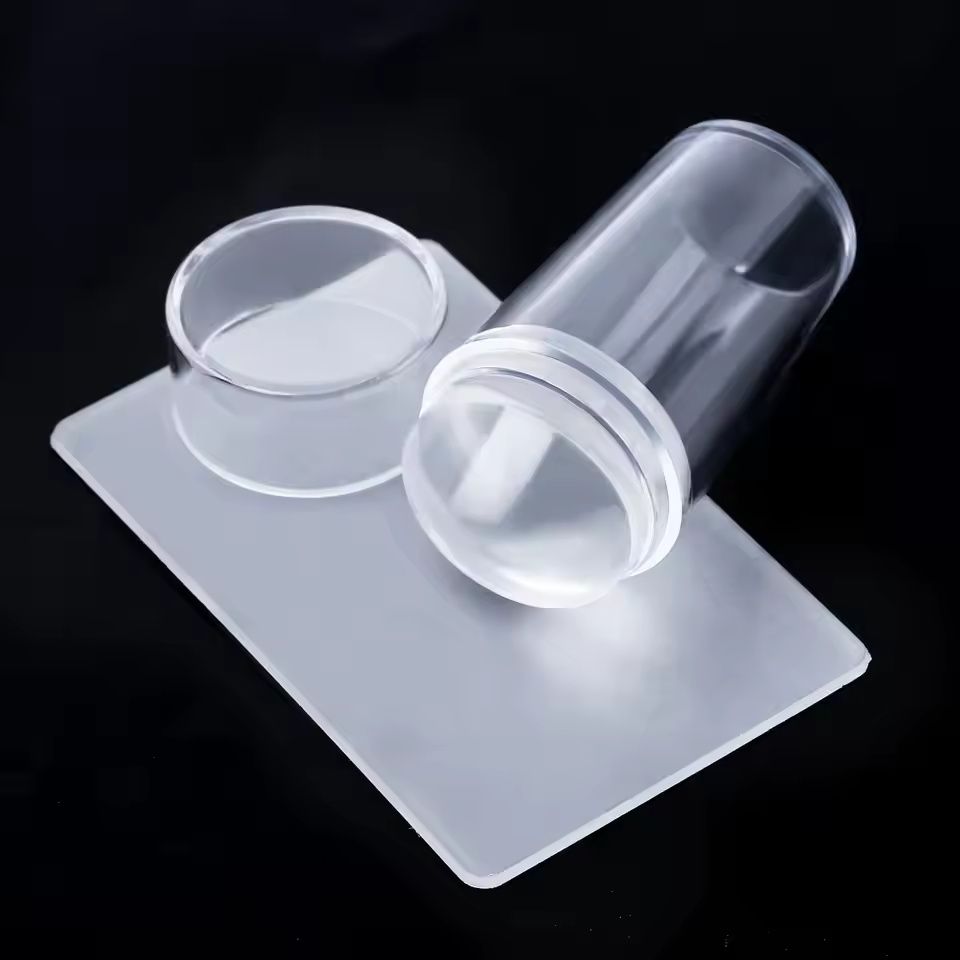 Transparent Nail Stamper With Scraper Jelly Silicone Head Stamp For French Nails Printing Nail Art Stamping Plate Manicure E0178