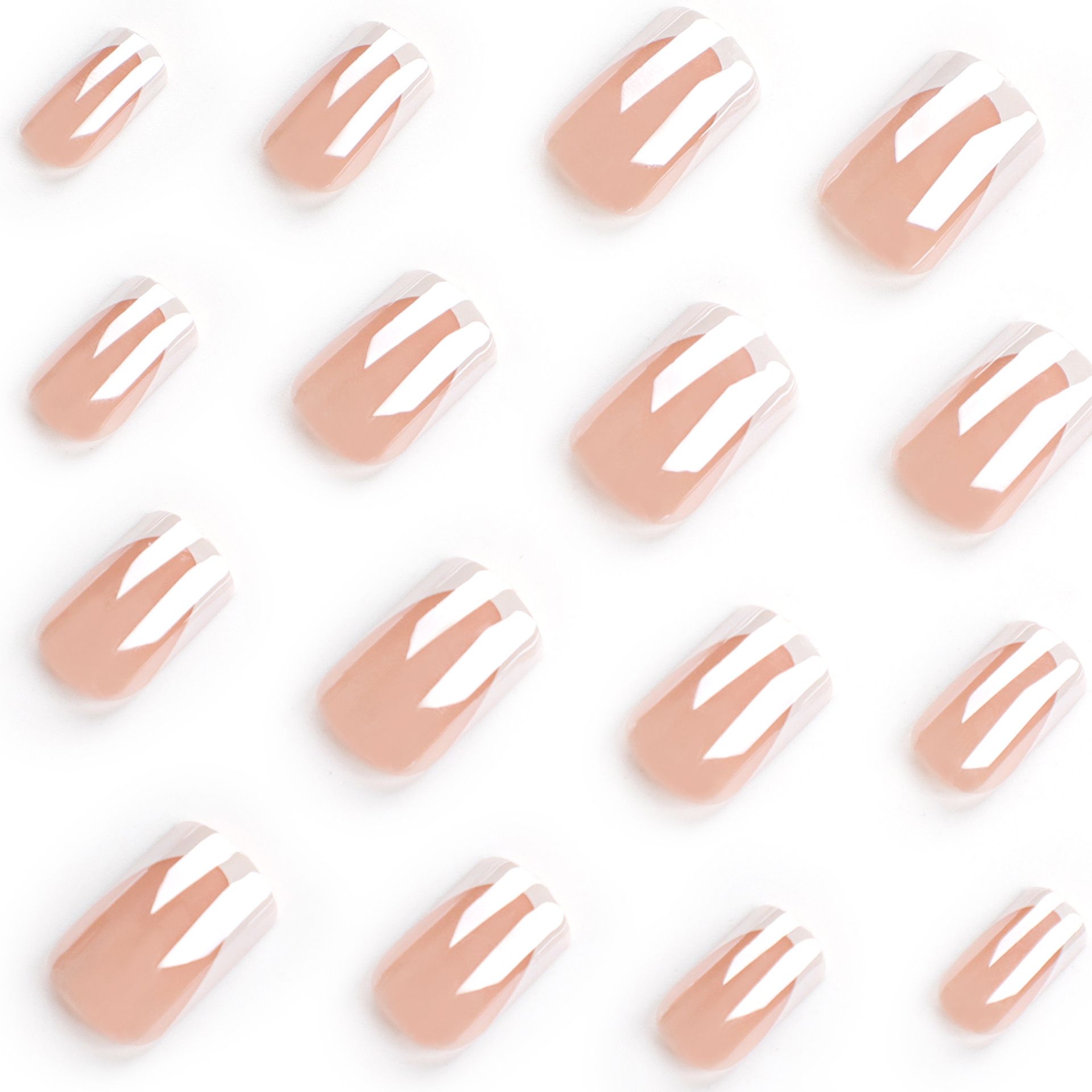 24pcs Gold Edge French Fake Nails Short Nude Pink Simple Artificial Nail Patch Press on Nail Tips for Girls Full Cover Wearable E0111