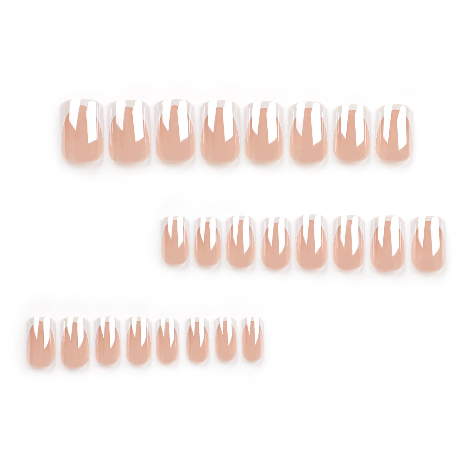 24pcs Gold Edge French Fake Nails Short Nude Pink Simple Artificial Nail Patch Press on Nail Tips for Girls Full Cover Wearable E0111