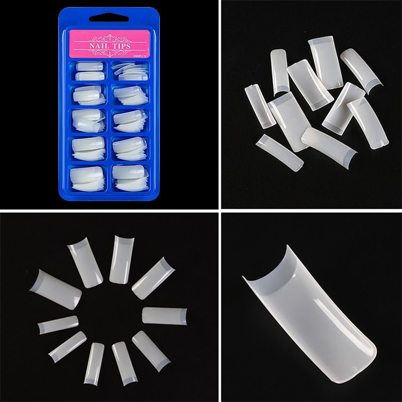 100pcs Long Pointed Fake Nail Tips Stiletto Half Cover French Acrylic UV Gel False Nail Extension Press On Nails Manic Tool E0109