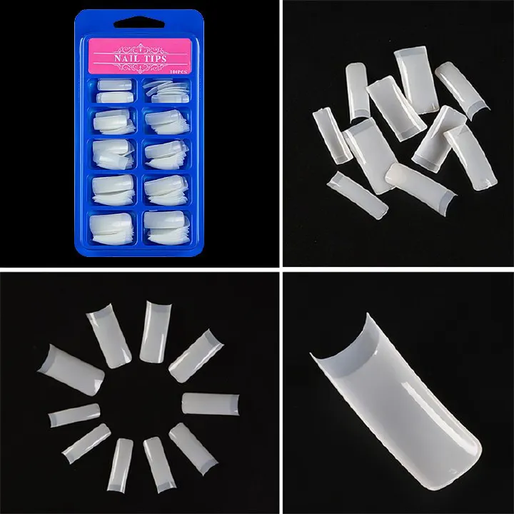 100pcs Long Pointed Fake Nail Tips Stiletto Half Cover French Acrylic UV Gel False Nail Extension Press On Nails Manic Tool E0109