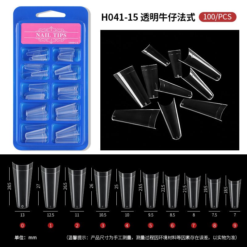 100pcs Long Pointed Fake Nail Tips Stiletto Half Cover French Acrylic UV Gel False Nail Extension Press On Nails Manic Tool E0109