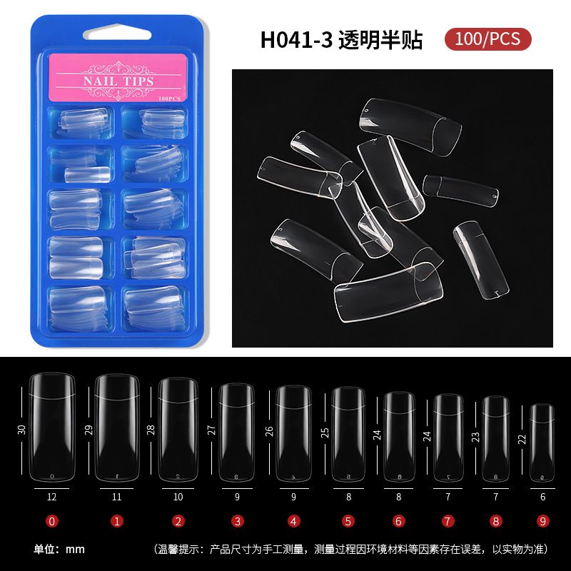 100pcs Long Pointed Fake Nail Tips Stiletto Half Cover French Acrylic UV Gel False Nail Extension Press On Nails Manic Tool E0109