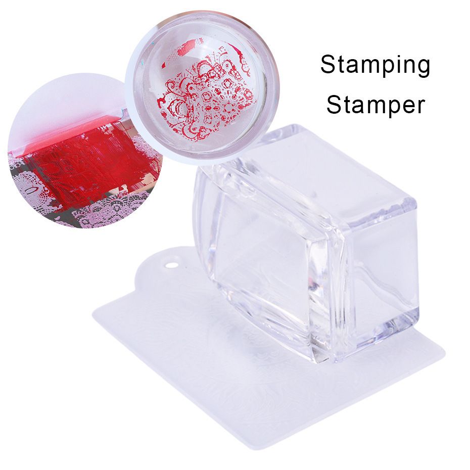 Jelly Silicone Stamp Set Mini Nail Stamper With Scraper Kit Manicure Tools DIY Stamping Nail Art Home Nails Accesories E0139