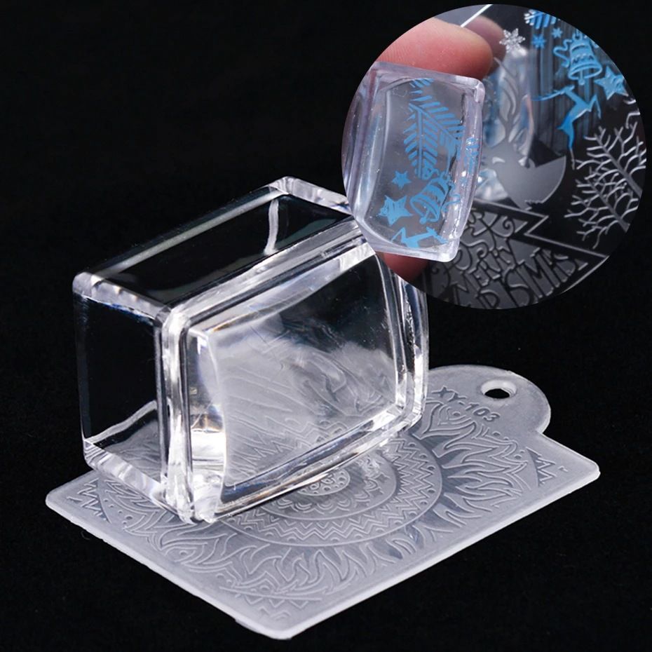 Jelly Silicone Stamp Set Mini Nail Stamper With Scraper Kit Manicure Tools DIY Stamping Nail Art Home Nails Accesories E0139