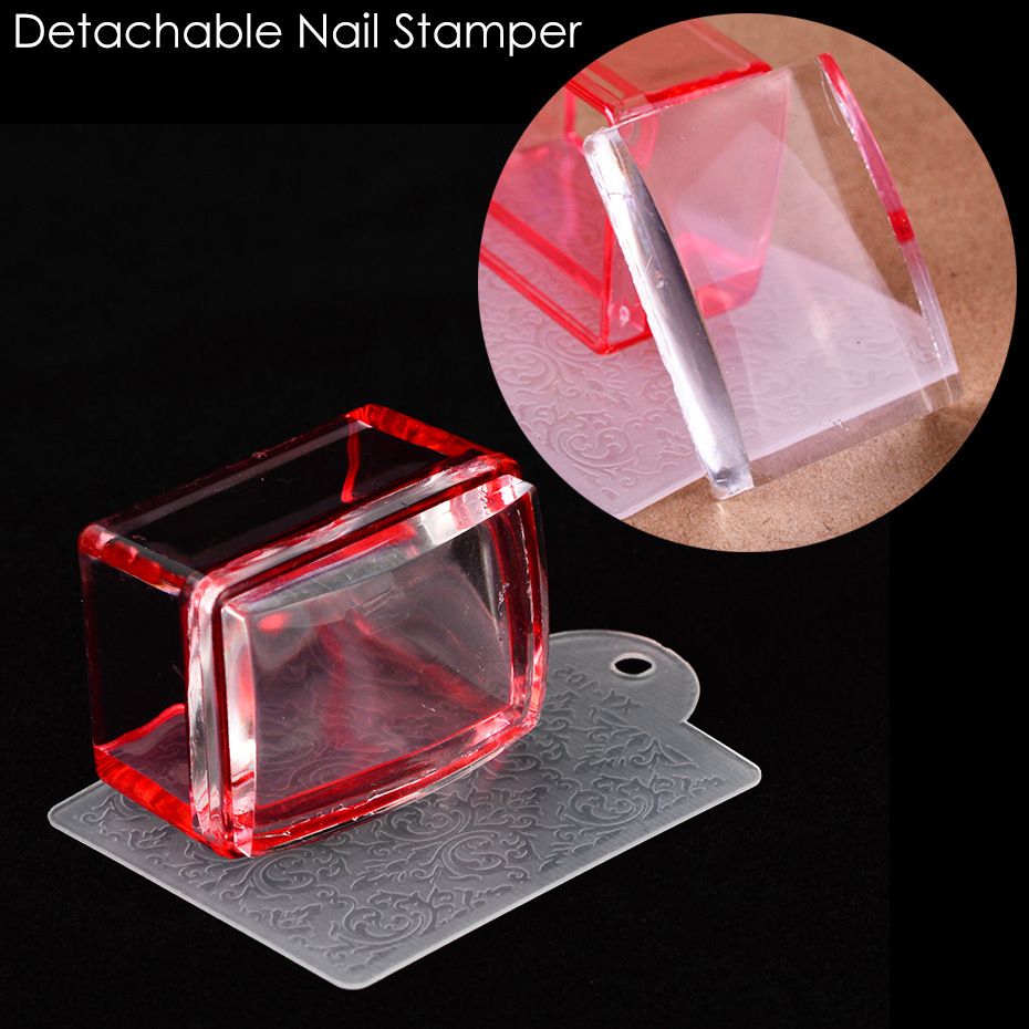 Jelly Silicone Stamp Set Mini Nail Stamper With Scraper Kit Manicure Tools DIY Stamping Nail Art Home Nails Accesories E0139