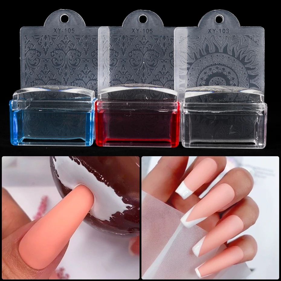 Jelly Silicone Stamp Set Mini Nail Stamper With Scraper Kit Manicure Tools DIY Stamping Nail Art Home Nails Accesories E0139