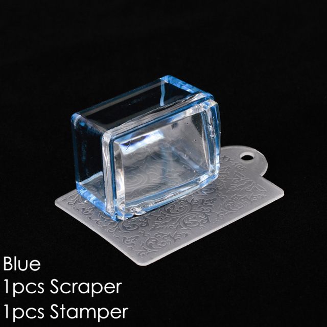 Jelly Silicone Stamp Set Mini Nail Stamper With Scraper Kit Manicure Tools DIY Stamping Nail Art Home Nails Accesories E0139