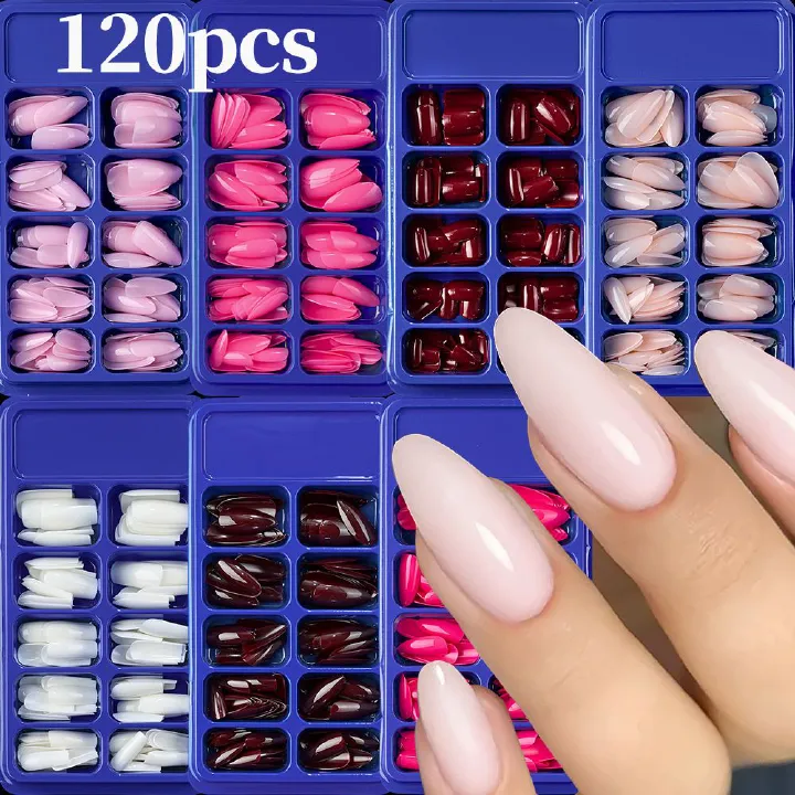 120Pcs/box Medium Length Almond False Nails Natural Nude Color Simple Premium Fake Nail Tips Acrylic Full Cover Press on Nails
E0168
