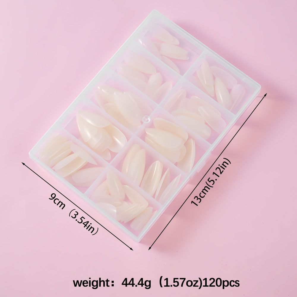 120pcs/box Red White Glossy Acrylic Medium Almond False Nails Solid Color Press-On Nails 12 Sizes Almond Artificial Fake Nails E0198