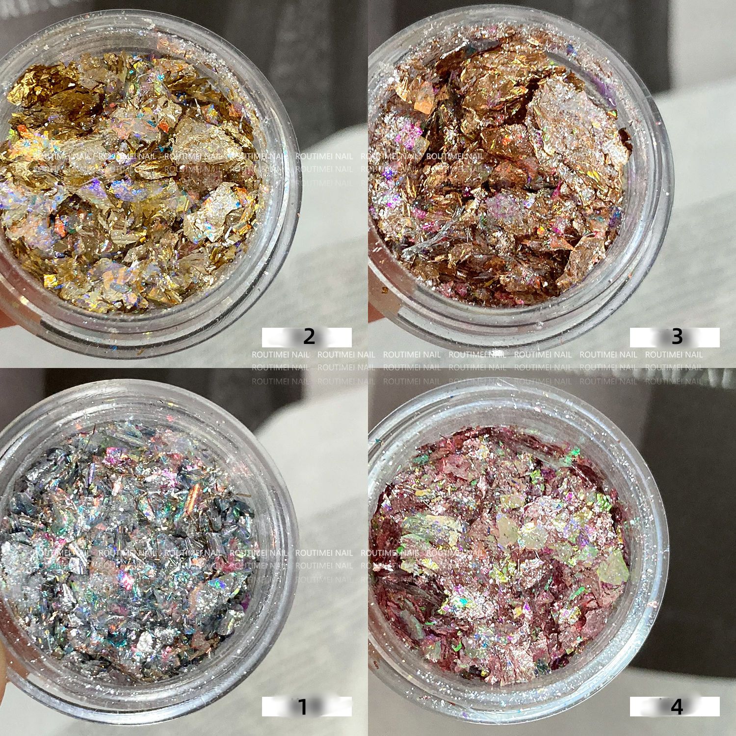 4/1Box Irregular Foil Opal Nail Glitter Sequins Sparkly Gradient Symphony Polarized Flakes Silver Gold Mixed Nail Art Decoration E0166