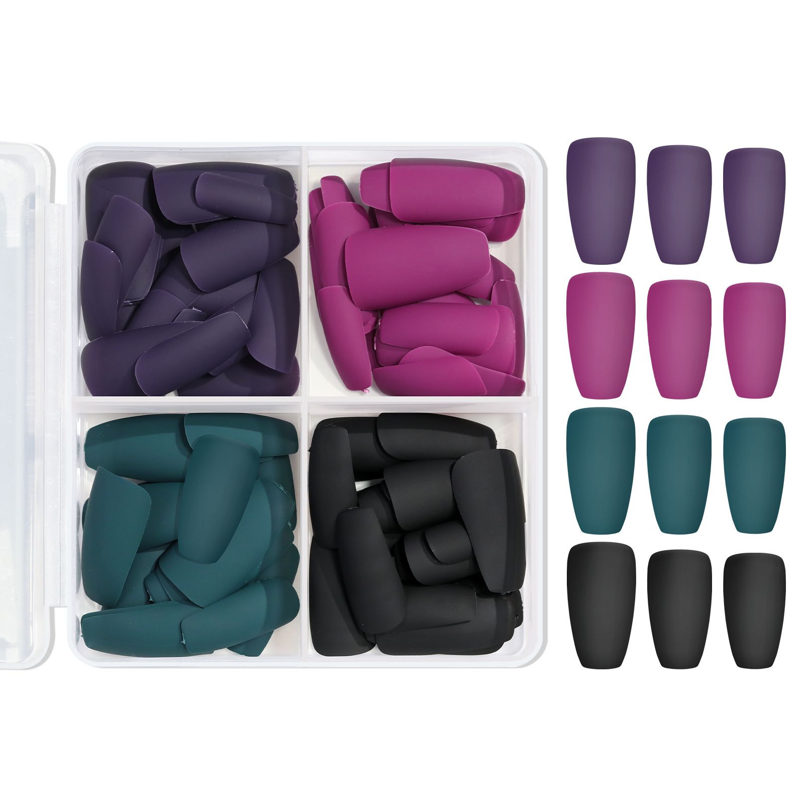 96Pcs Mix Color Press on Nails Frosted/Glossy Solid Color Square Head Fake Nails Wearable Stick-on False Nails for Woman E0177